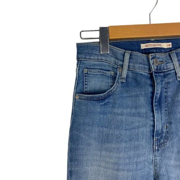 WOMEN'S BLUE Light Wash Levi's Mile High Super Skinny Blue Jeans Size 28 X 30 - Picture 4 of 16